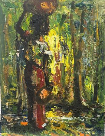 Art work by C. Mitabi  Figura  - oil hardboard 